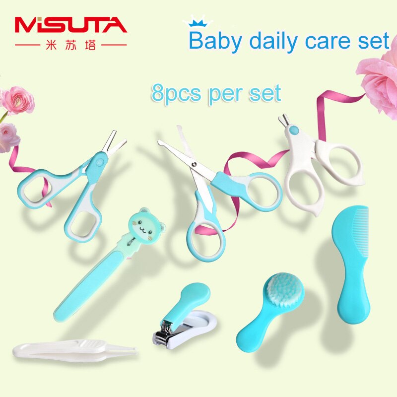 8PCS/Set Baby Nail Scissors Nail Clippers Safe Sanitary Baby Daily Care Kids Head Comb Head Brush Children Cleaning Kit