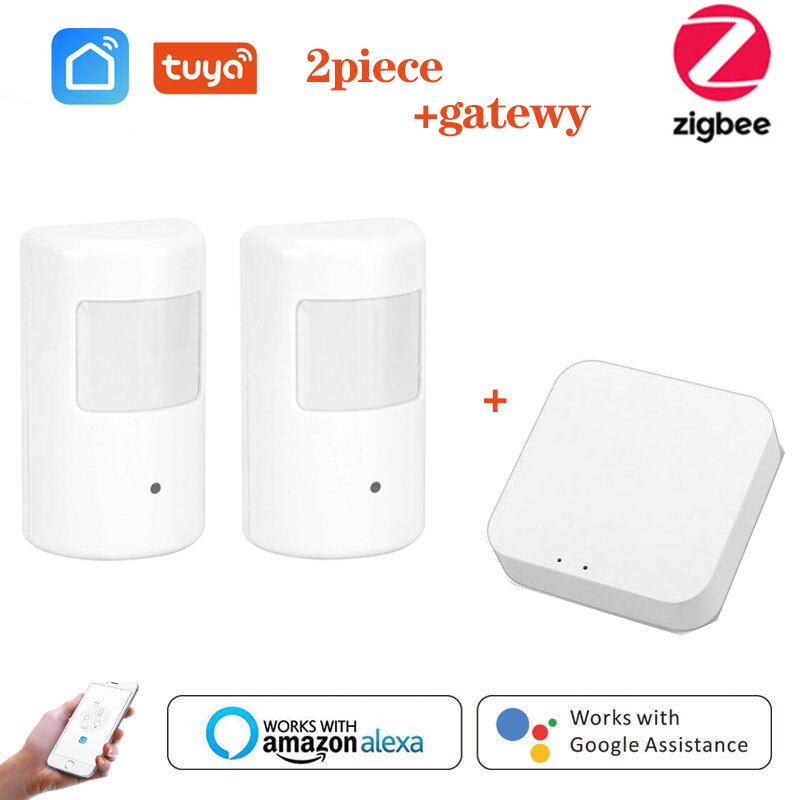 Tuya Zigbee Human Body Sensor Wireless Smart Body Movement PIR Motion Sensor Zigbee 3.0 Use With Gateway Tuya Smart Life App: 2pc add gateway