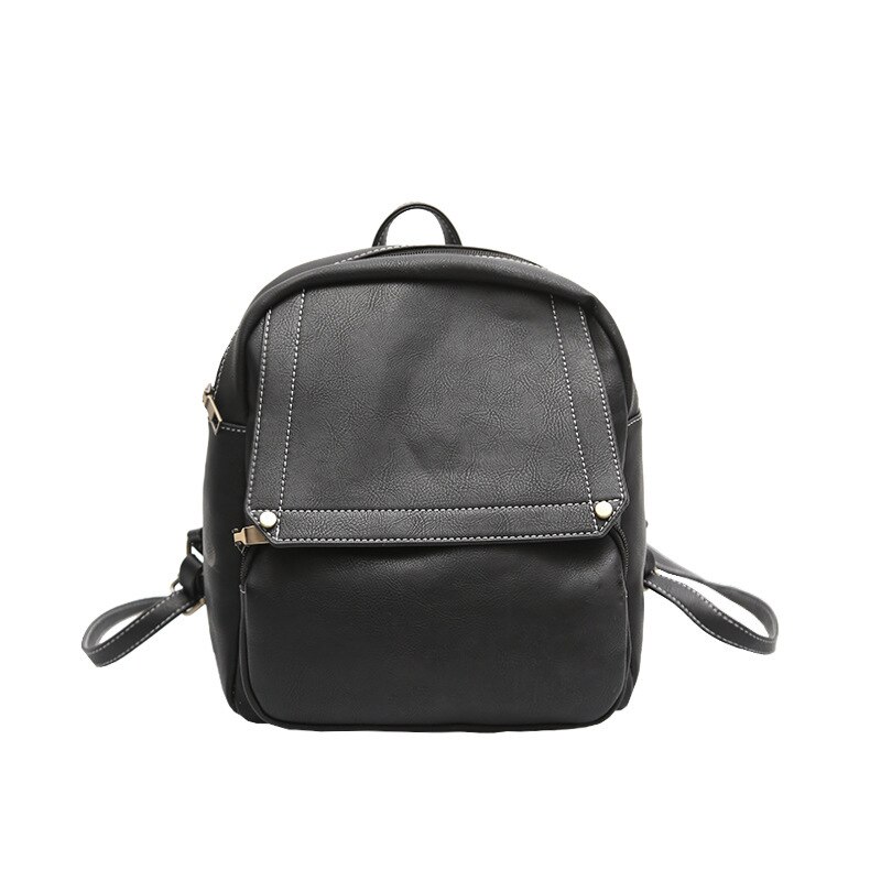 Woman Package Concise Both Shoulders Package Woman School Wind Bag Solid Color Pu Backpack