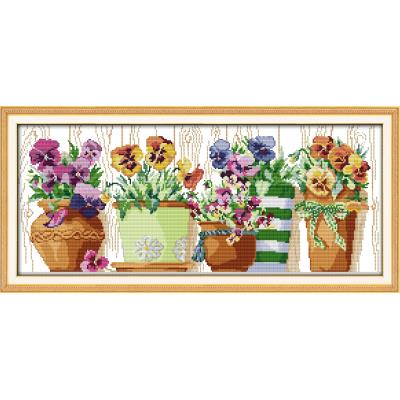 Kit de point de croix motif Cactus | Plante verte, beau Cactus, broderie, point de croix chinois, DMC, broderie, motif de décoration de maison: Gris clair / 14CT Unprinted