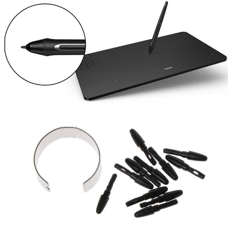 10 Stuks Batterij-Gratis Passieve Stylus Vervanging Penpunten Pen Tips Voor Xp-Pen Huion H640P Veikk A30 a50 Zwart Met Removal Tool