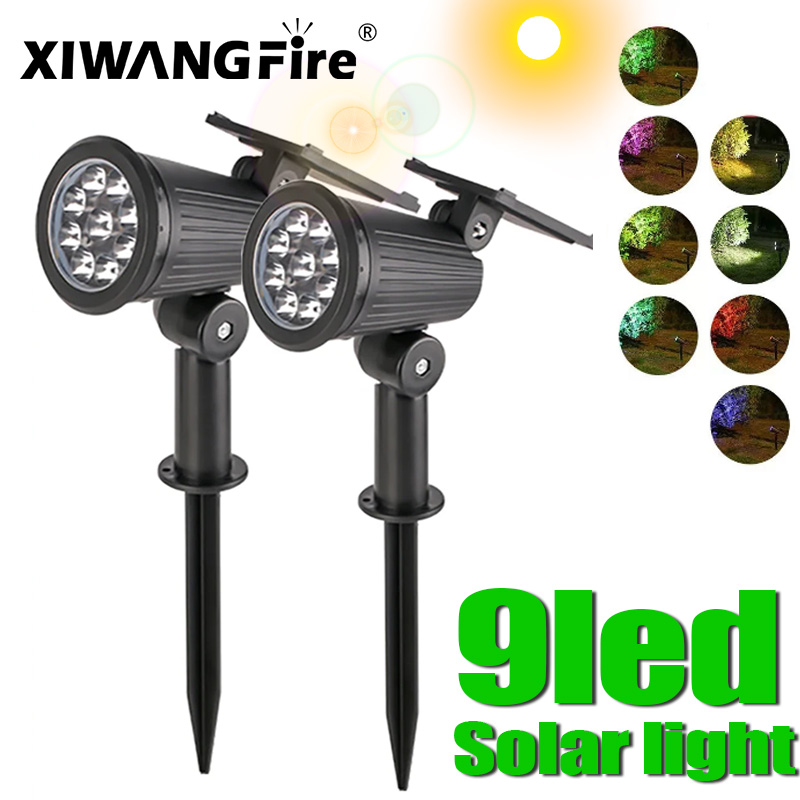 2/9 led-lampen op zonne-energie, verstelbare grondspot op zonne-energie,  ip65 waterdichte landschapswandlampen, buitenverlichting