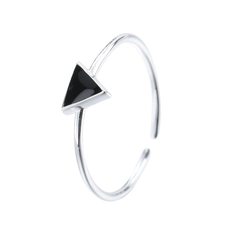 Inzatt echt 925 sterling zilveren geometrische geëmailleerde driehoek verstelbare ring voor vrouwen fijne sieraden verjaardagsfeestje punk accessoires: Default Title