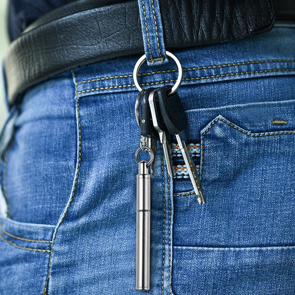 Stylo télescopique Portable en acier, boule de métal, outil de pointe ergonomique, porte-clés