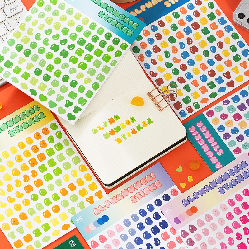 3pcs/lot Candy Stickers Alphabet Stickers A to Z Self Adhesive Letter Stickers Scrapbook Decoration School Office Stationery