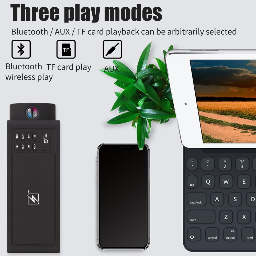 Tf-kaart ondersteunt projectiemuziek, bluetooth-luidspreker, wekker, draadloos opladen, slimme multifunctionele desktopdecoratie