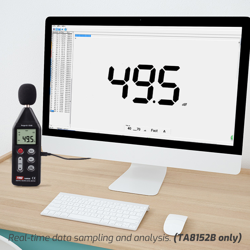 Tasi TA8152B Digital Sound Level Meter Noise Meter Usb Data Contaction Lcd Display 40-130dB Tester Volume Decibel Meten