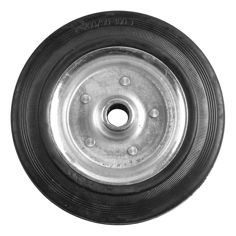 Roulette roue jockey jante métal avec pneu caoutchouc 200x50mm