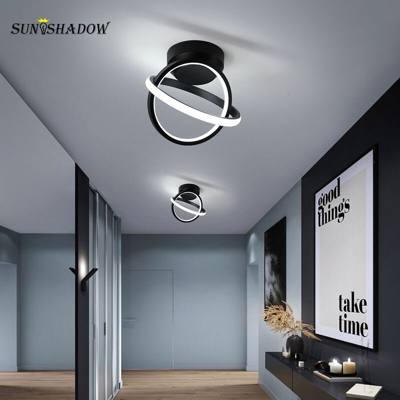 Førte lysekrone moderne minimalistisk loftlysekrone til stue soveværelse spisestue korridor sort og hvid glans ledet