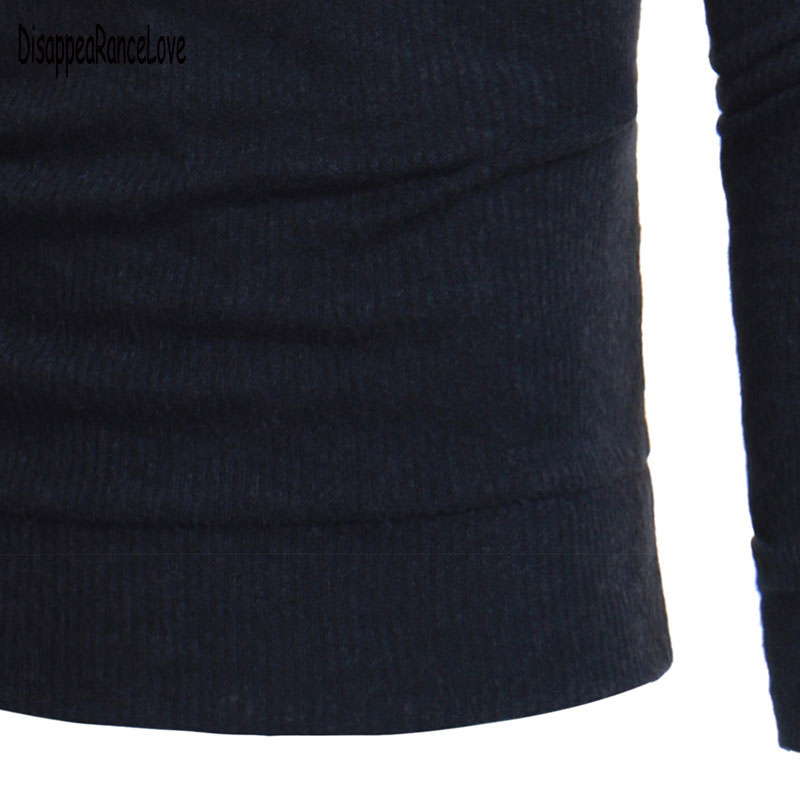 Höst vinter herrtröja herr polotröja enfärgad vardagströja herr slim fit märke stickad dragkedja pullovers kläder