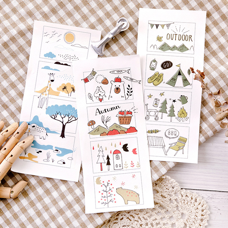 10 hojas de pegatinas de papel para decoración de viaje con Cactus y flores para alimentos, pegatinas para decoración de diario DIY, álbum de recortes