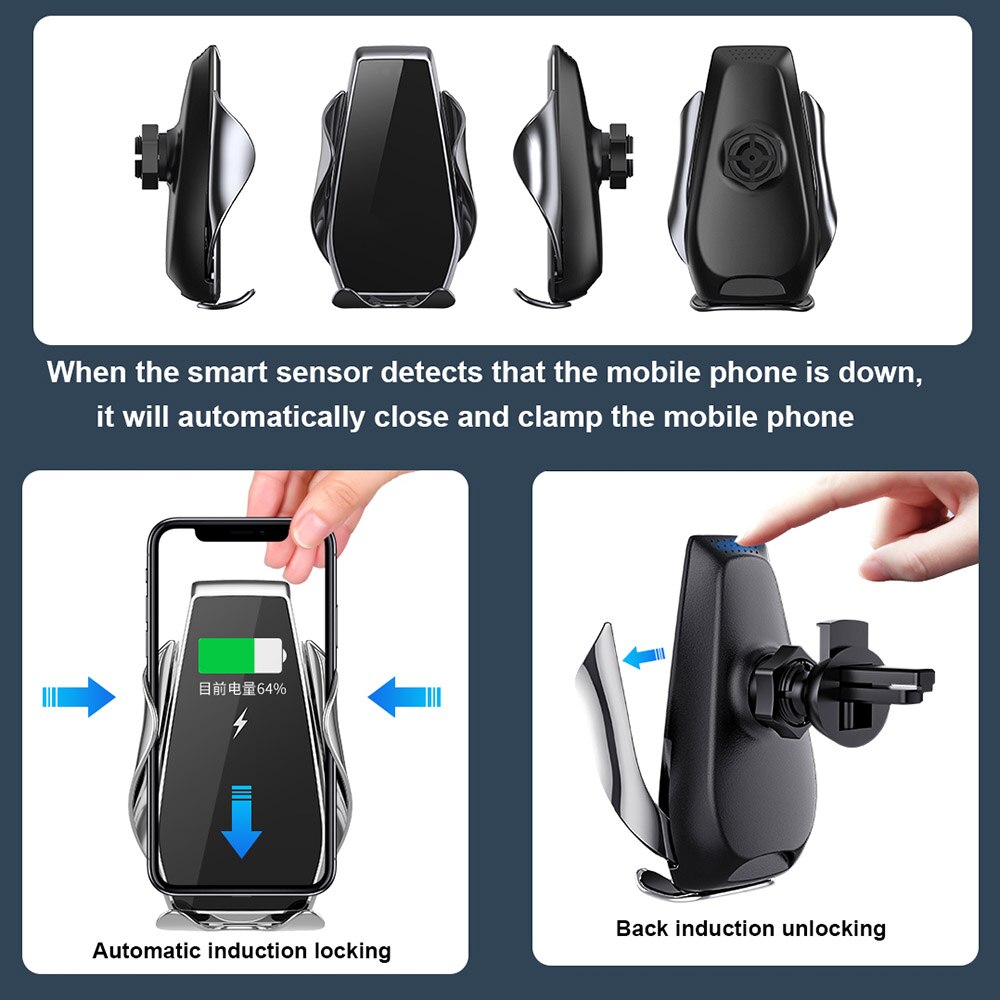 Fdgao 15w automatische infraroodsensor auto ventilatierooster draadloze oplader telefoonhouder voor iphone 11 pro xs xr  x 8 samsung  s20 s10