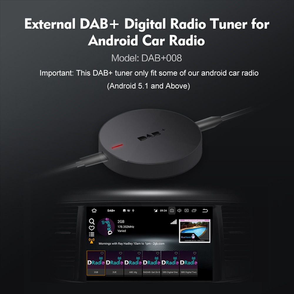 DAB008 DAB Box Digitale Audio Broadcast Ontvanger Doos Auto Radio Antenne Tuner Ontvanger Autoradio voor Autoradio Android 5.1 boven