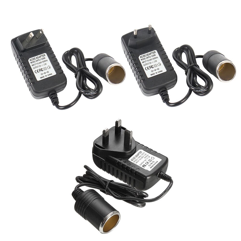 Universele 220 V Mains Plug naar 12 V Socket Adapter Converter Auto Sigarettenaansteker AC/DC Socket Converter Adapter US/EU/UK Plug