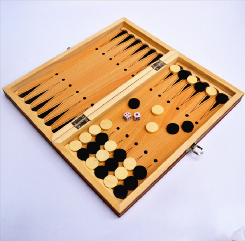 Super Magnetic Wooden Chess Backgammon Checkers 3 in 1 Chess Game Ancient Chess Travel Chess Set Wooden Chess Piece Chessboard