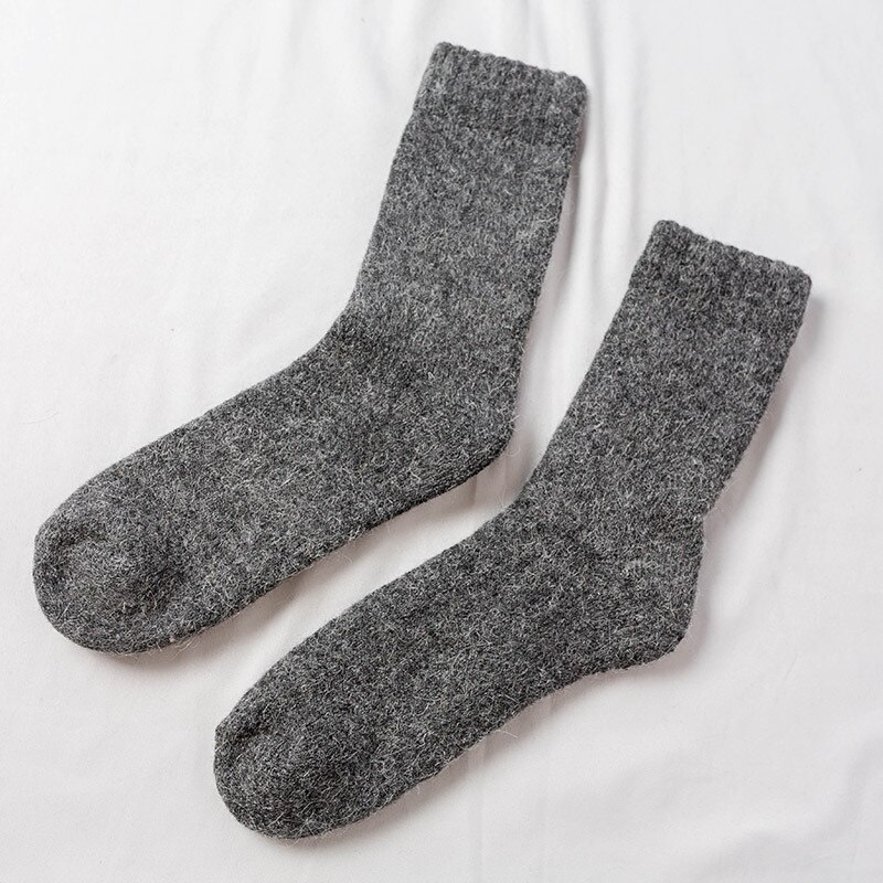 Calcetines de lana súper grueso para hombre, calcetines masculinos cálidos de invierno, calcetines de lana lisa, calcetines Hipster para deporte en casa para Otoño e Invierno: A-8