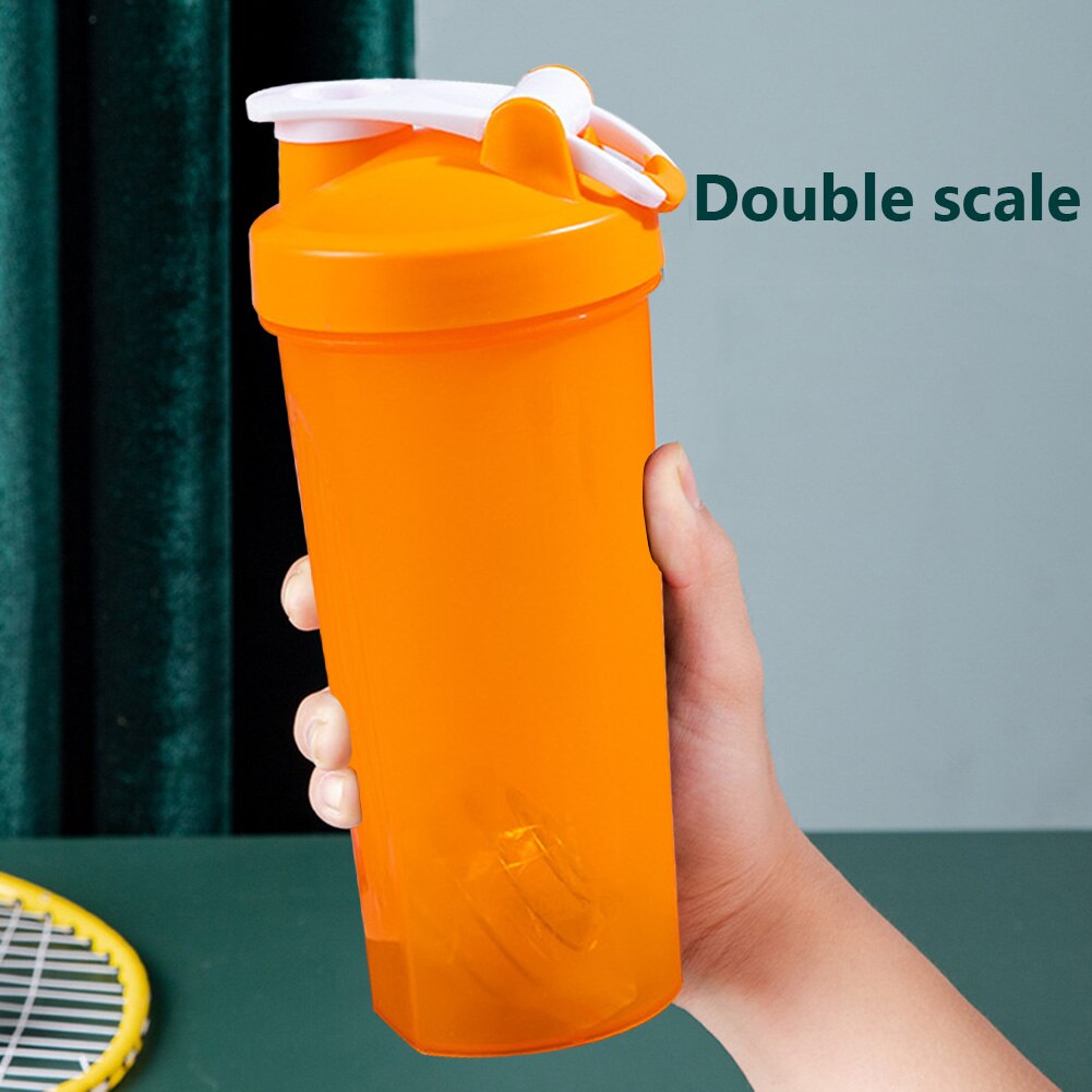 Botella agitadora de proteínas de 600ml, Herbalife, taza agitadora de proteína en polvo para gimnasio, agitador, taza Slushy con botella de agua portátil a escala: Orange