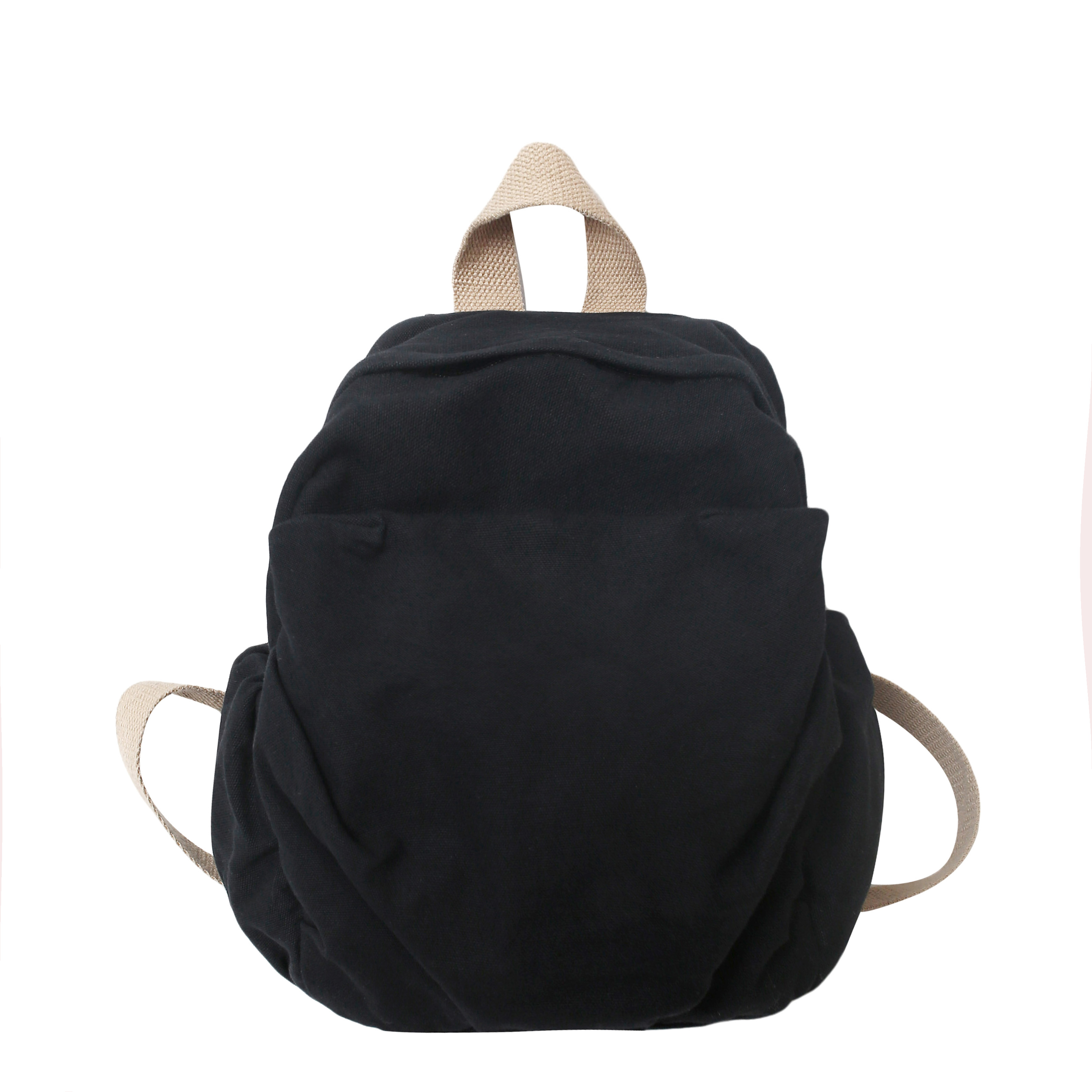 100% Baumwolle kleine Rucksäcke solide schwarz Freizeit oder Reisetaschen weiche Leinwand Pakete für Frauen hochwertige Tuch Umhängetaschen: Schwarz