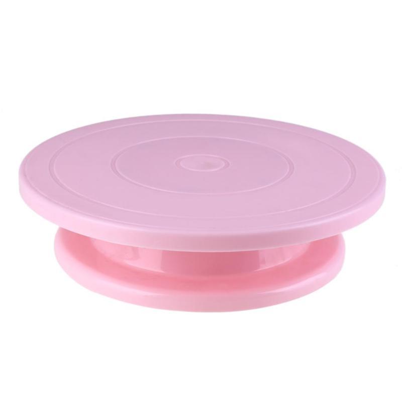Plastic Taart Draaitafel Roterende Anti-slip Taart Decoreren Draaitafel Taart Draaitafel Ronde Cake Stand Keuken Bakken Tools 28 cm: Pink