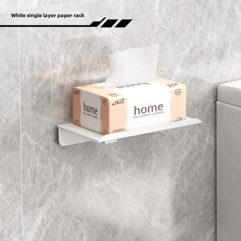 Aan de muur te bevestigen toiletrolhouder met zelfklevende achterkant, geschikt voor toiletpapier, gemaakt van kunststof en eenvoudig te installeren.: Rood
