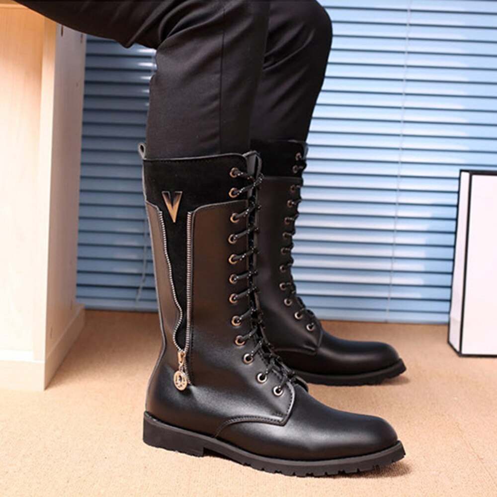 Motorlaarzen Retro Motocross Laarzen motorfiets Laarzen Riding Punk PU Leer Martin Schoenen Zwart Botas voor Mannen