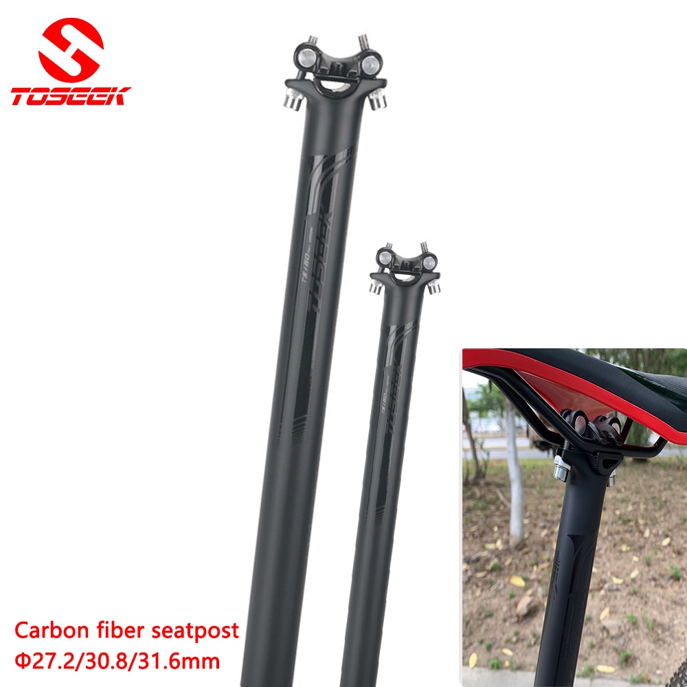 TOSEEK-tija de sillín para bicicleta de montaña T800, fibra de carbono, ultraliviana, 230g, 27,2/30,8/31,6mm