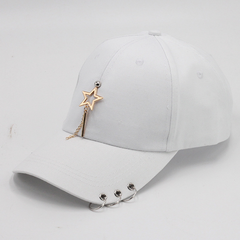 Papa chapeau Piercing anneau casquette de Baseball Punk Hip Hop casquettes coton adulte décontracté solide réglable unisexe casquettes: Laiteux Blanc