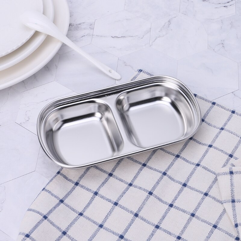 Stainless Steel Salad Sauce Dish Tray Bowl Kitchen Tableware Fruit Plate Tray Dessert Dish