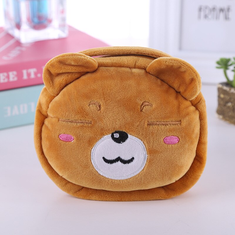 Animaux en peluche créatifs ours chat éléphant Panda femmes bandoulière sac de messager dessin animé doux en peluche Kawaii fermeture éclair filles pièces de monnaie sacs: C