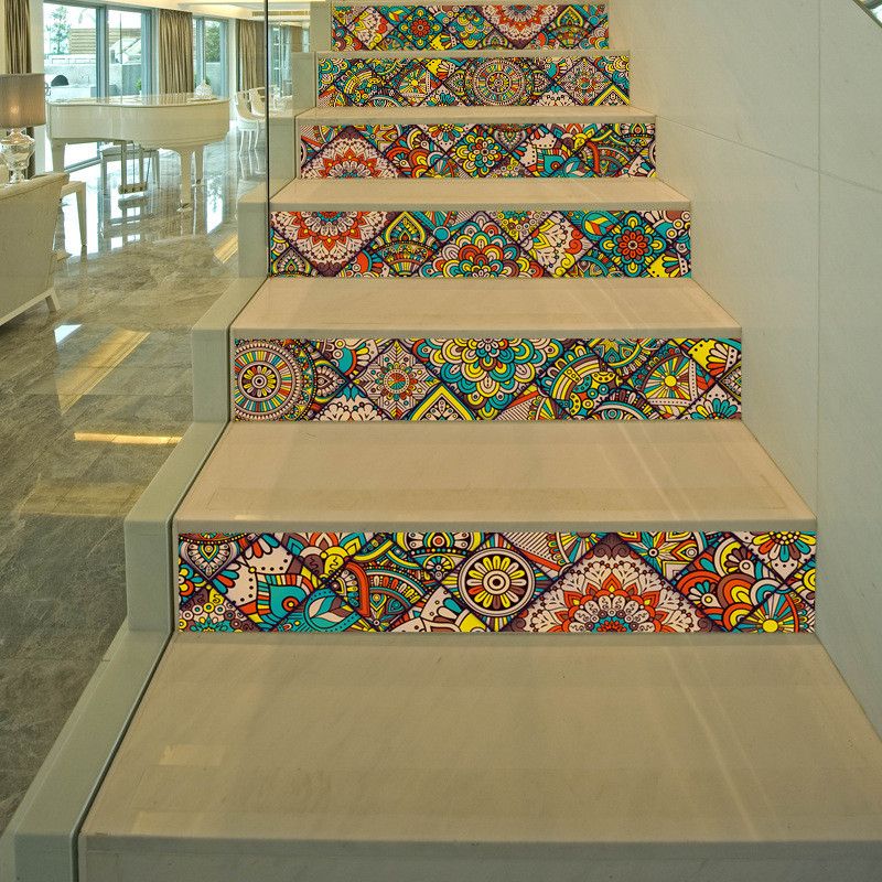 6 teile/satz 3D Treppen Aufkleber Selbst Klebe Abnehmbaren Treppe Treppen Zauberstab Abziehbilder Boden Wasserdichte Zauberstab Aufkleber DIY Heimat Dekor