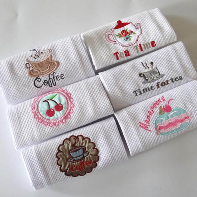 6pcs/lot European White Waffle Lattice Cloth Home Party Kitchen Dishes Table Napkins Decorative Handkerchief Tea Towels 50x70cm