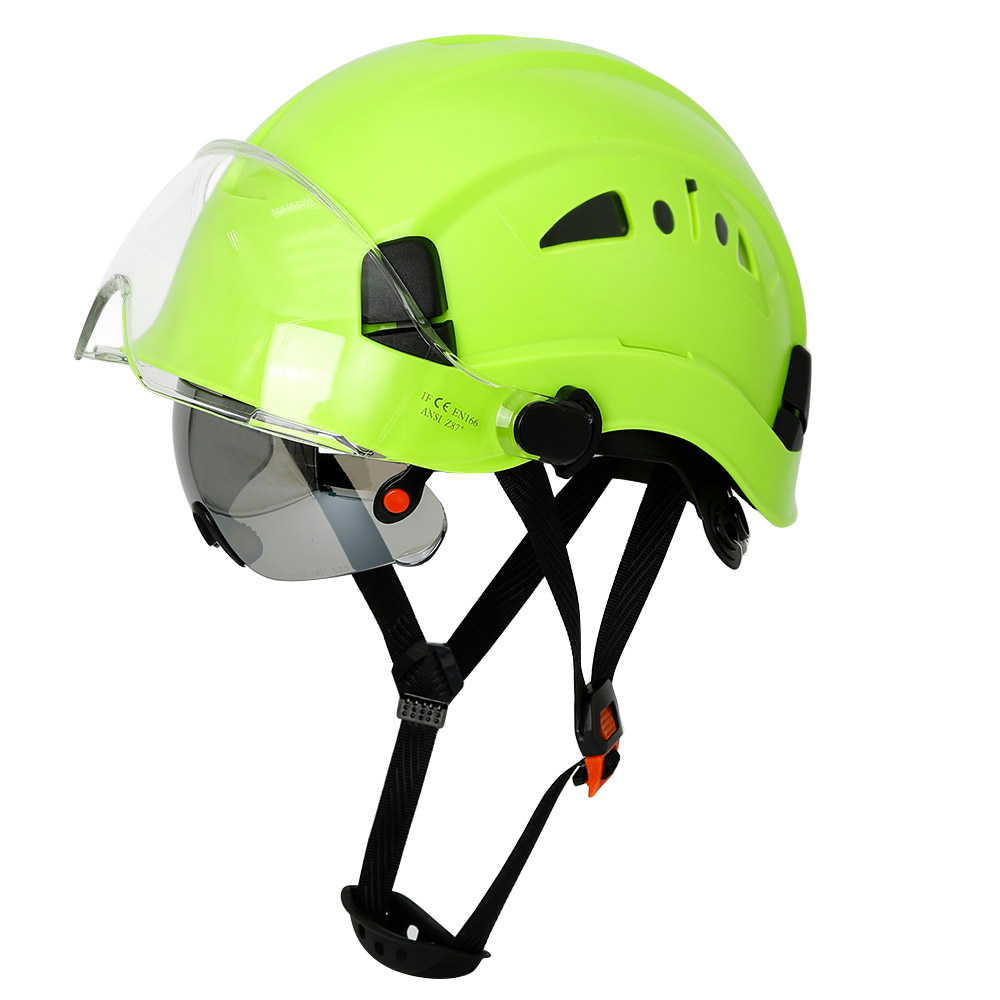 Construction Safety Helmet With Goggles Visor ABS Hard Hat Light ANSI Industrial Work Head Protection Rescue CR08: Turquoise