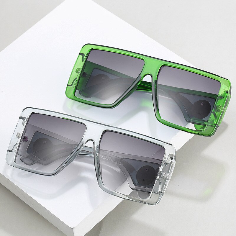 Lunettes de soleil pour femmes, tendance hipster, personnalité, relief latéral, monture carrée, lunettes de soleil pour femmes, verres d'ombrage surdimensionnés