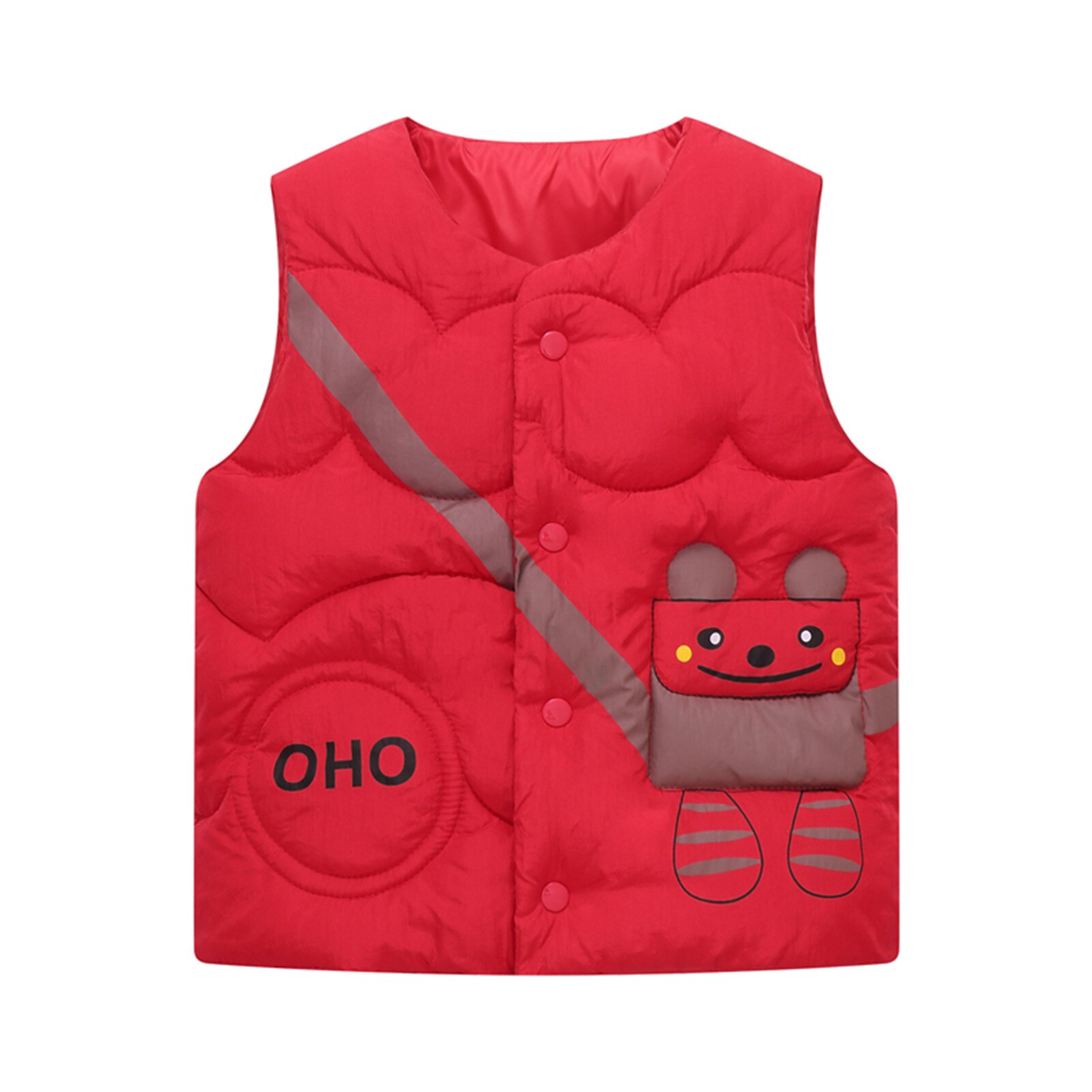Peuter Jongen Meisje Vesten Mouwloze Winter Jas Voor Meisje Cartoon Outdoor Vest Uitloper Kids Kleding Outfits: Rood / 3T
