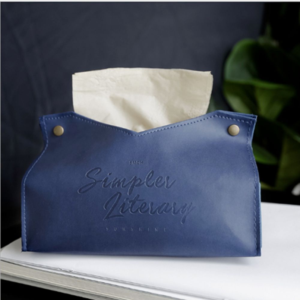 1 Pc Lederen Tissue Box Dispenser Papier Opbergzakken Houder Servet Organizer: Blauw