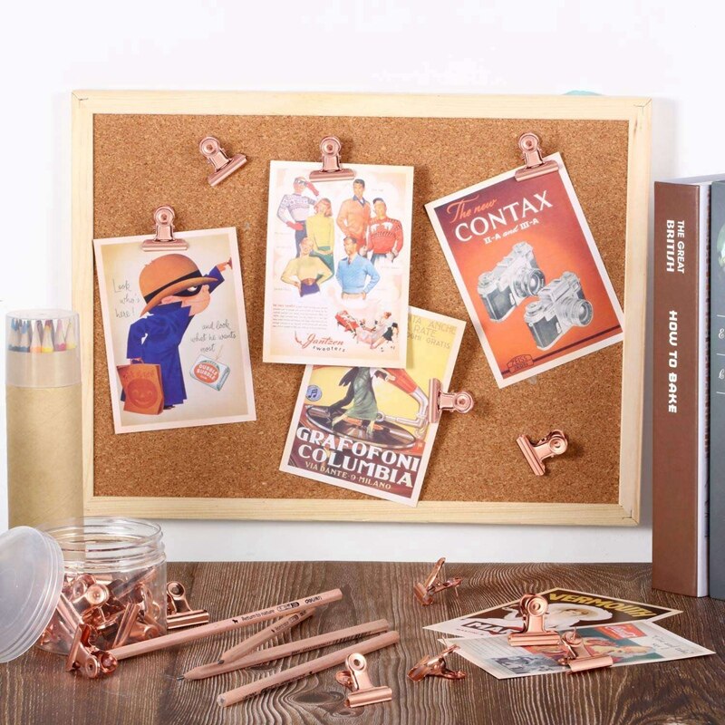 30Pcs Push Pins Clips Met Duim Kopspijkers Set (Rose Goud) & 1 Pcs Vijlbladhouder Mesh Slaapkamer Briefpapier Bureau Organizer