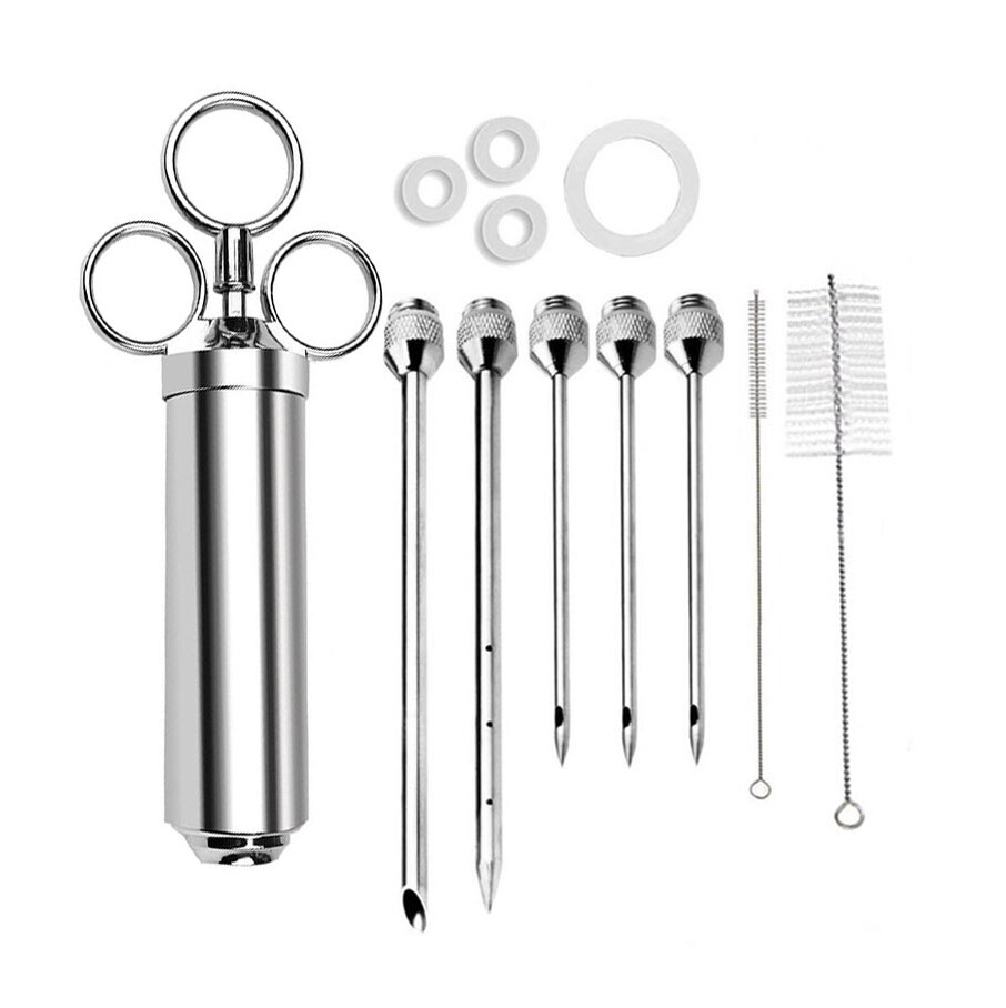 Bbq Olie Fles Borstel-Injector Spuit, marinade Flavour Injector Vlees Kruiden Injectoren Bbq Kit Keuken Gereedschap Met 3 Naalden: 14