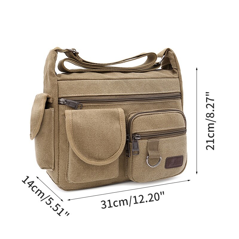 Canvas Messenger Bag Vintage Waterbestendig Waxed Crossbody Tassen Aktetas Gewatteerde Schoudertas