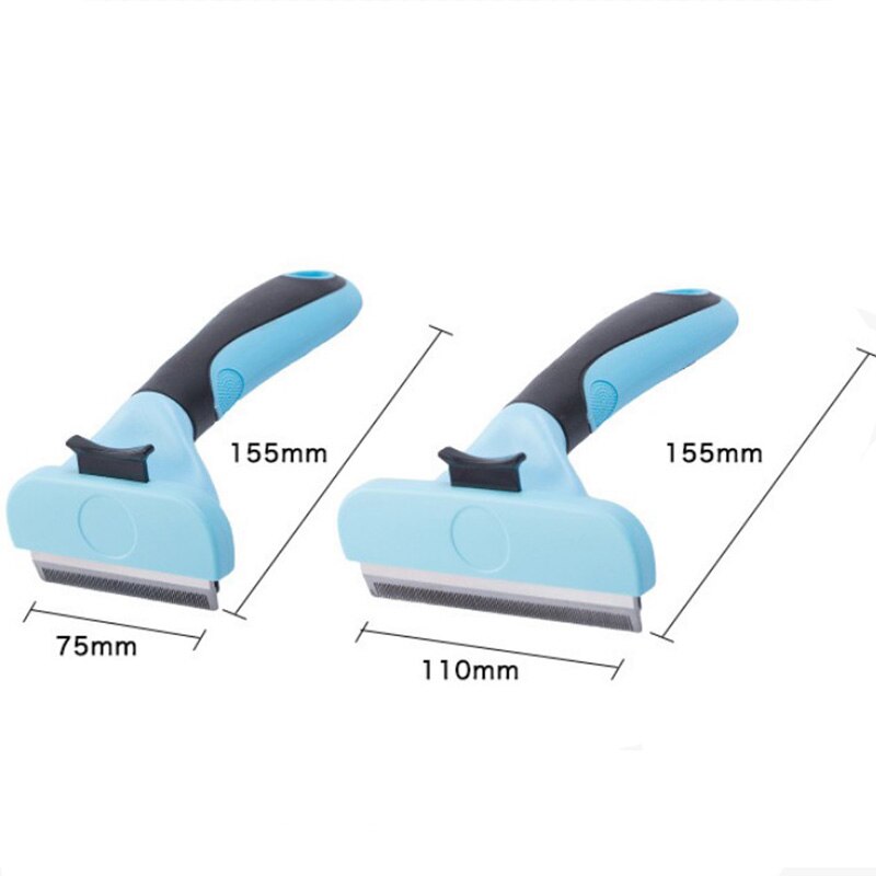 Pet Cat Hair Removal Brush Furmine Comb For Cats Animal Hair Removal Comb For Death Hair Deshedding Brush Cat dog Grooming tools: Blue cat brush / L