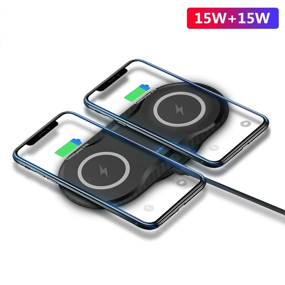 30W 2 In 1 Dual Seat Qi Draadloze Oplader Voor Samsung S20 S10 Inductie Snel Opladen Pad Voor Iphone 12 11 Xs Xr X 8 Airpods Pro: Dual 15W