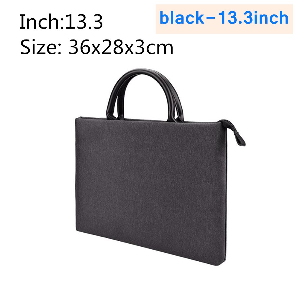 Women Men Briefcase 13 14 15inch Liner Sleeve Waterproof Wear-resistant Anti-theft Shockproof Laptop Bag For IPad Macbook Huawei: Black-13.3inch
