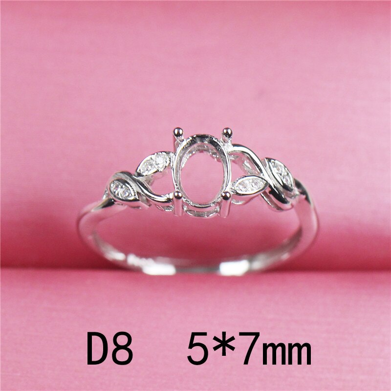Leere ring einstellung basis blank für DIY machen sterling silber 925 facet schmuck erkenntnisse einstellungen ohne stein zubehör D: D8-5X7mm