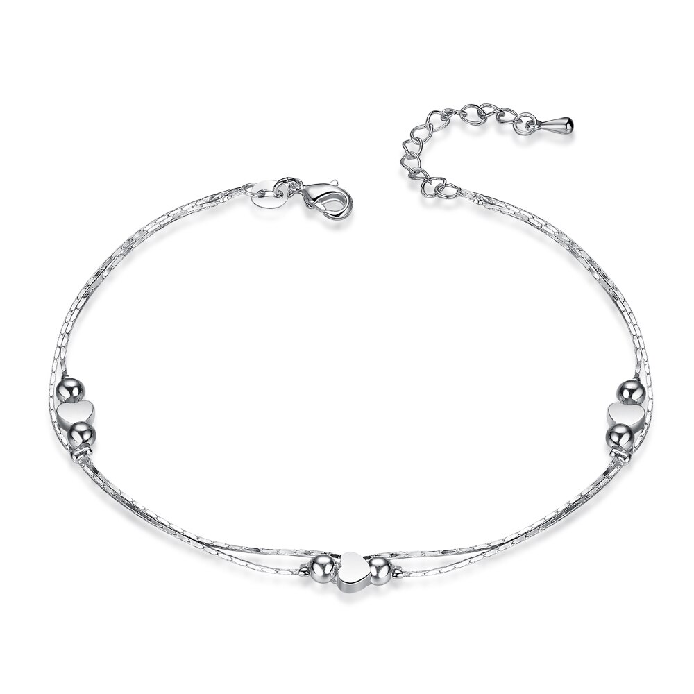 Cadena de pulsera de tobillo para mujer, de Plata de Ley 925, sandalia, tobillera de pie de playa, , 1 ud.