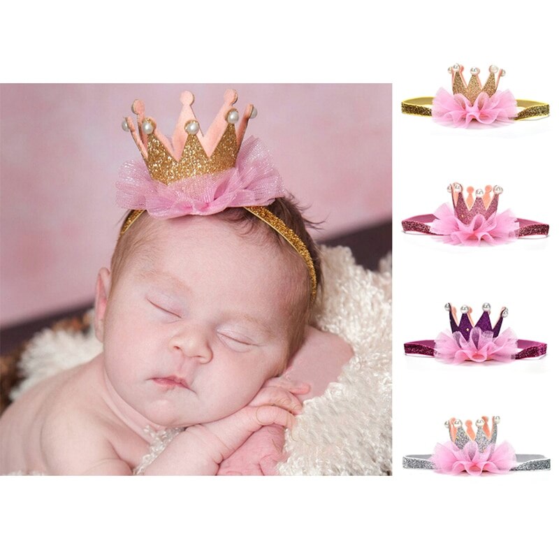 Bandeau de cheveux pour enfants, mignon, accessoires de Photo pour enfants, bandeau de princesse doré, accessoires de Photo pour bébés filles