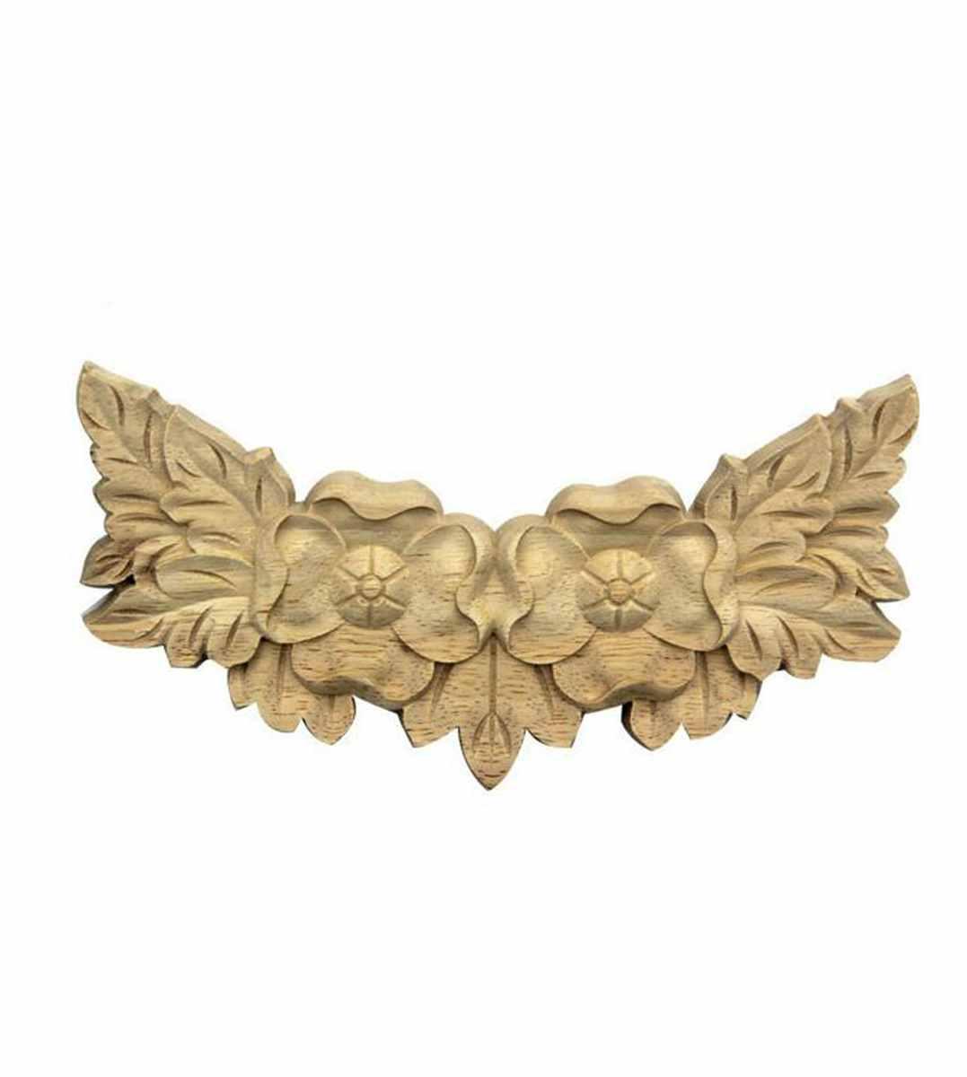 Aplique largo tallado en madera, marco de flores, calcomanía de puerta, trabajo, carpintero, apliques de talla de madera rosa, N31-29,5x9,5x1cm