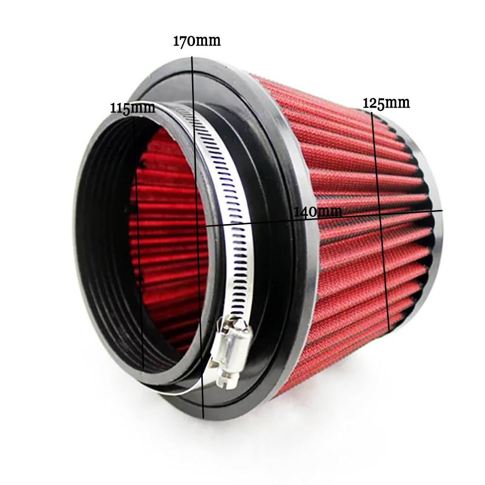 Filtro de aire de 115mm para entrada de coche, filtro de aire con cabeza de seta modificado reutilizable, accesorios para coche de estilo Universal, rojo y azul