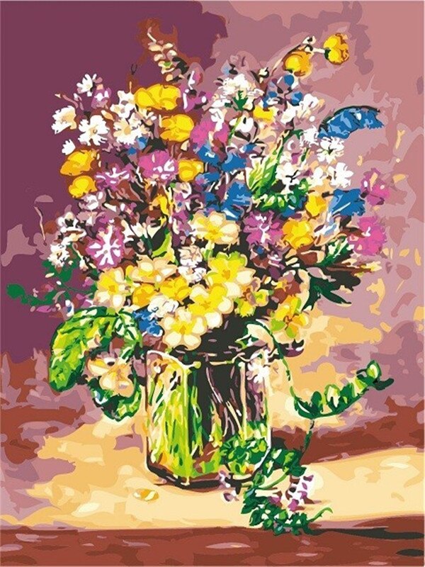 AZQSD 40x50cm Oil Painting By Numbers Flowers Pictures Paint By Number Canvas Vase Kits Painting For Living Room Home Decor: SZGD671