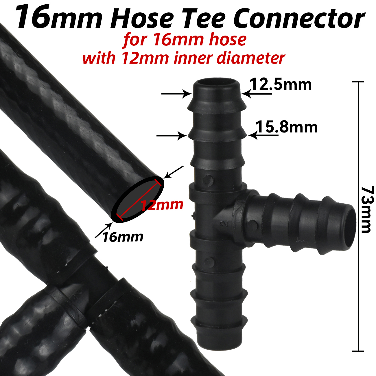 Kesla 1/2 "Druppelirrigatie Connectoren Kit Koppeling T-Elleboogplug Voor 1/2 Inch 16Mm Tubing Tuinslang Reparatie Verlenging