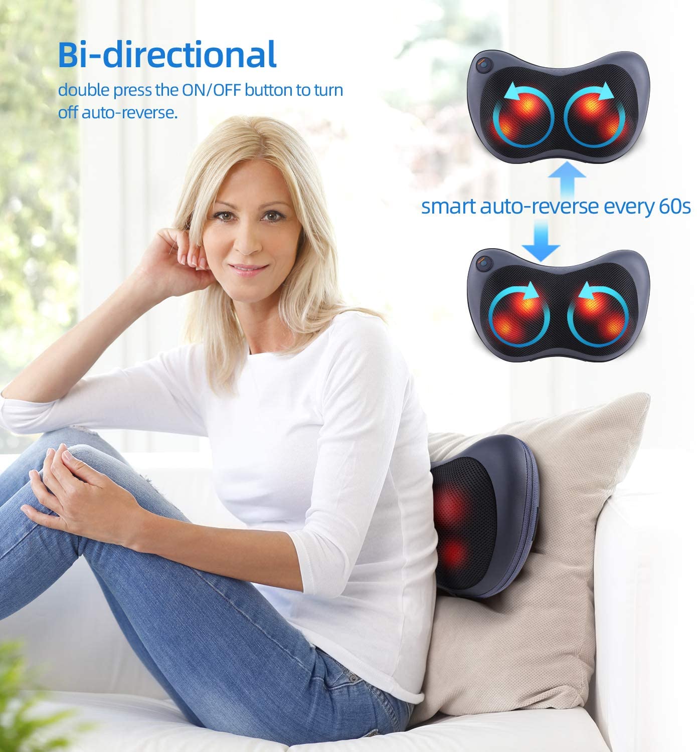 Electric Massage Pillow Neck Back Massager Heat Car Home head massager scalp stress relax neck & back massager with heat