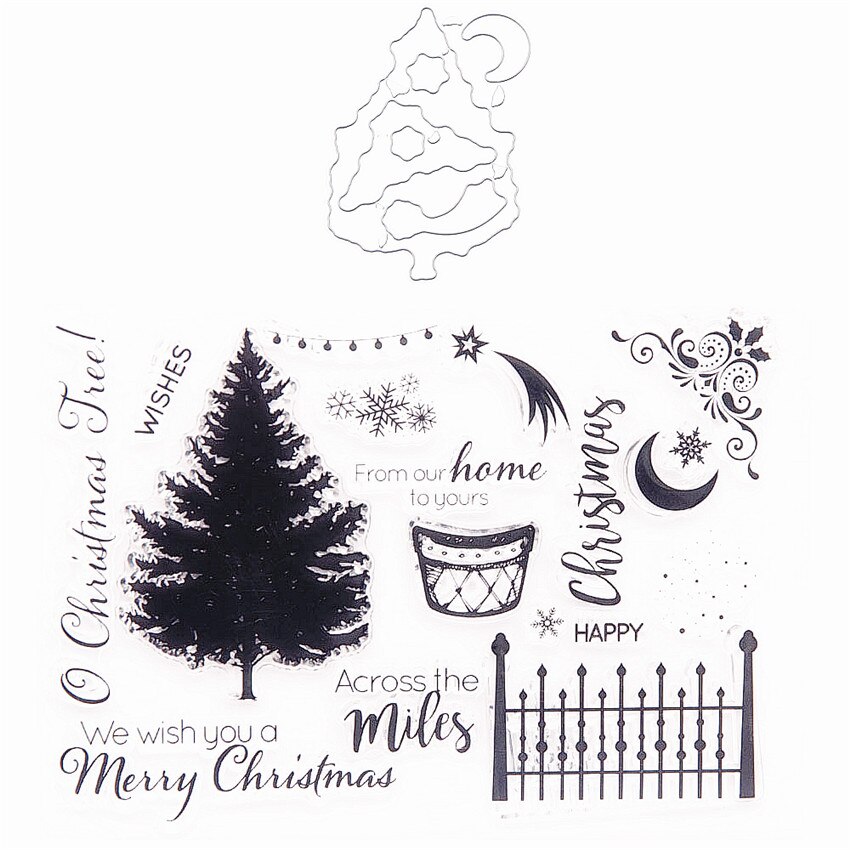11x15.5cm arbre de noël transparent joint clair timbres silicone joint TPR rouleau timbres album à faire soi-même album/carte matrices de découpe: stamp and paper dies